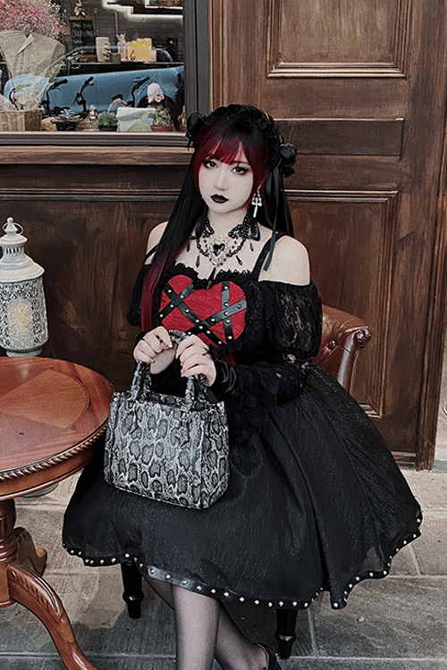 Black Wine Elegant Bowknot Long Sleeves Gothic Lolita Jsk Dress