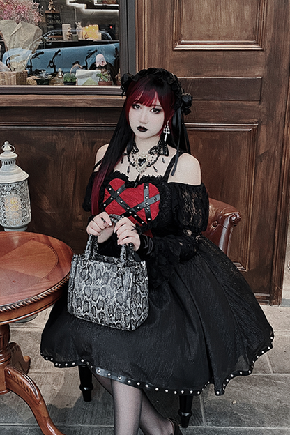 Black Wine Elegant Bowknot Long Sleeves Gothic Lolita Jsk Dress