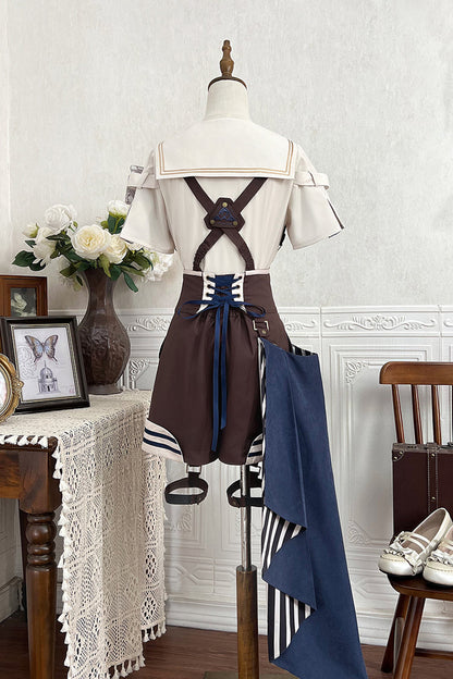 Brown [Inventor of Wonderful Equipment] Ouji Punk Cool Lolita Bib Shorts