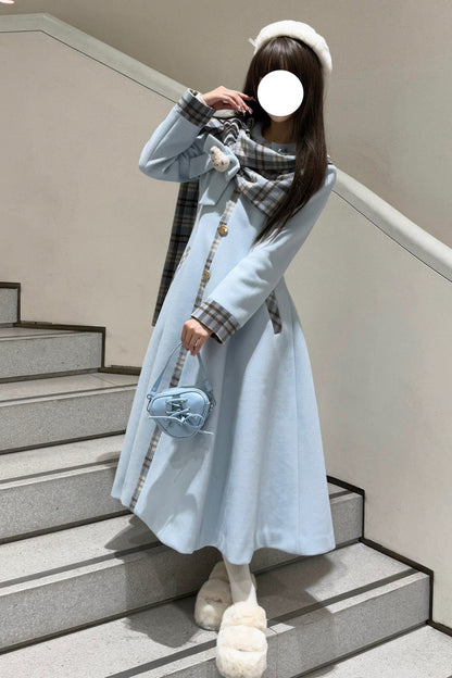 [Cookie Mousse] Single Breasted Long Sleeves Bowknot Stitching Sweet Elegant Lolita Coat 2 Colors