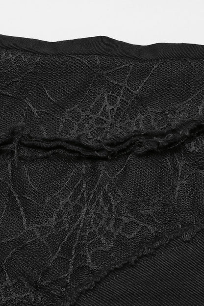 Black Stitching Spider Mesh Ripped Men's Punk Pants
