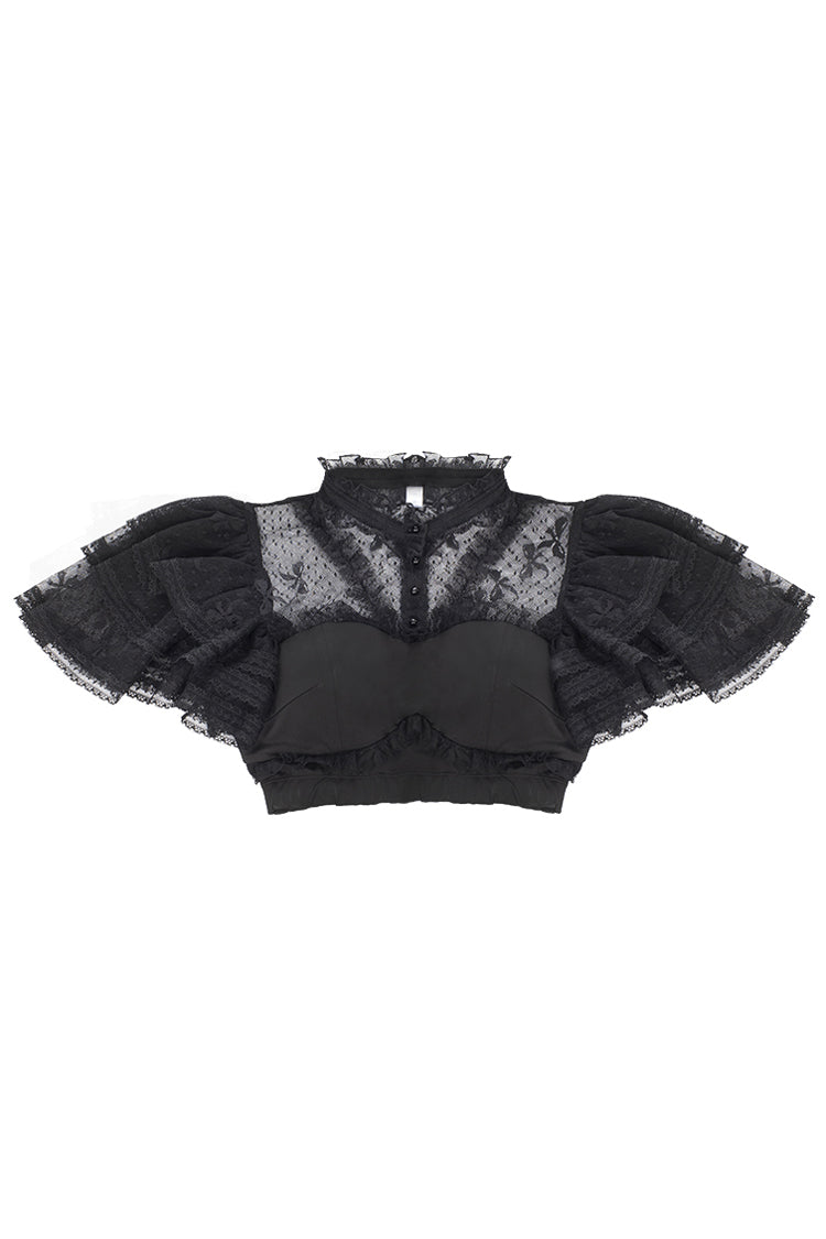 Alternative Fashion Shirt - Detachable Pad, 3 Colors, Detachable Detail, Lace Trim - main product image