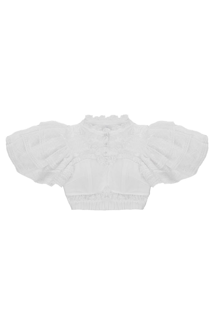 Alternative Fashion Shirt - Detachable Pad, 3 Colors, Detachable Detail, Lace Trim - S White / M White / L White option