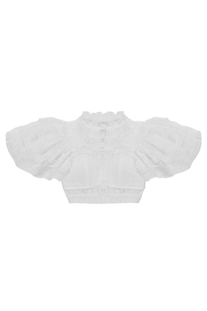 Alternative Fashion Shirt - Detachable Pad, 3 Colors, Detachable Detail, Lace Trim - S White / M White / L White option