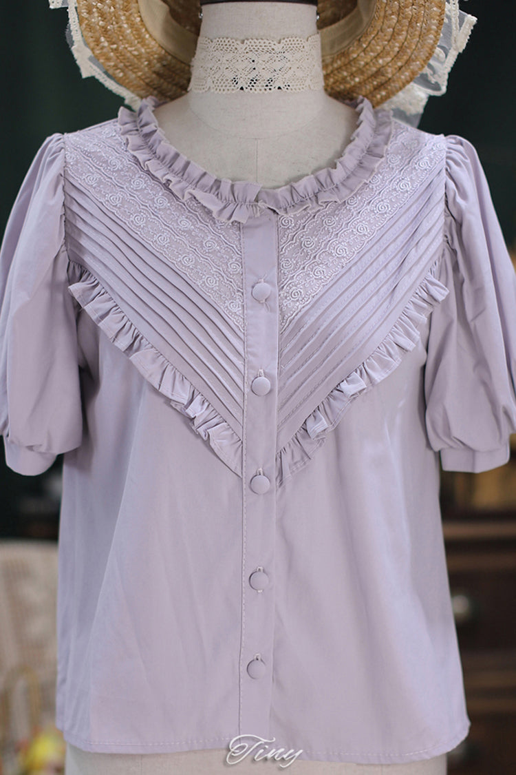 Alternative Fashion Shirt - Elegant, 4 Colors, Sweet Style, Lace Trim - main product image