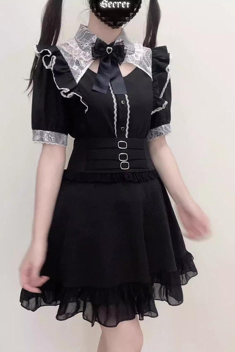 Alternative Fashion Shirt - Jirai Kei, 3 Colors, Sweet Style, Bow Detail, Lace Trim - additional product view 2