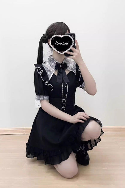 Alternative Fashion Shirt - Jirai Kei, 3 Colors, Sweet Style, Bow Detail, Lace Trim - additional product view 3