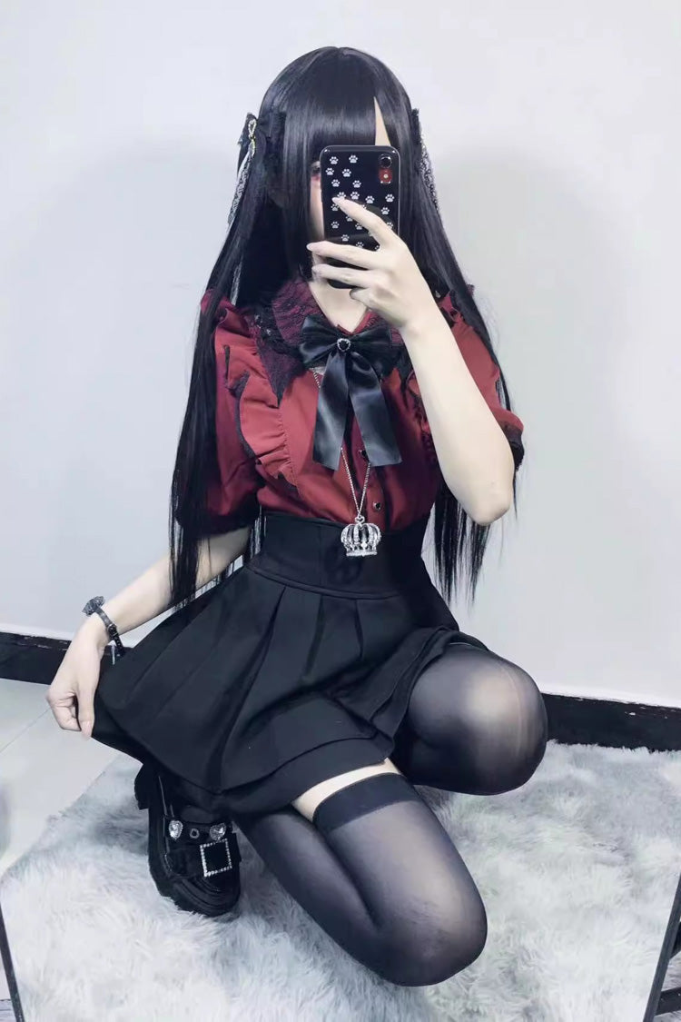 Alternative Fashion Shirt - Jirai Kei, 3 Colors, Sweet Style, Bow Detail, Lace Trim - additional product view 4