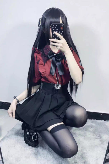 Alternative Fashion Shirt - Jirai Kei, 3 Colors, Sweet Style, Bow Detail, Lace Trim - additional product view 4
