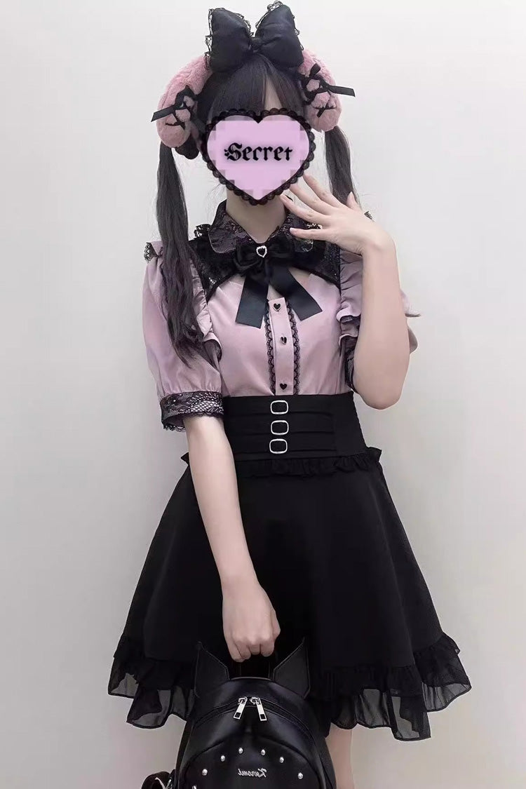 Alternative Fashion Shirt - Jirai Kei, 3 Colors, Sweet Style, Bow Detail, Lace Trim - additional product view 8