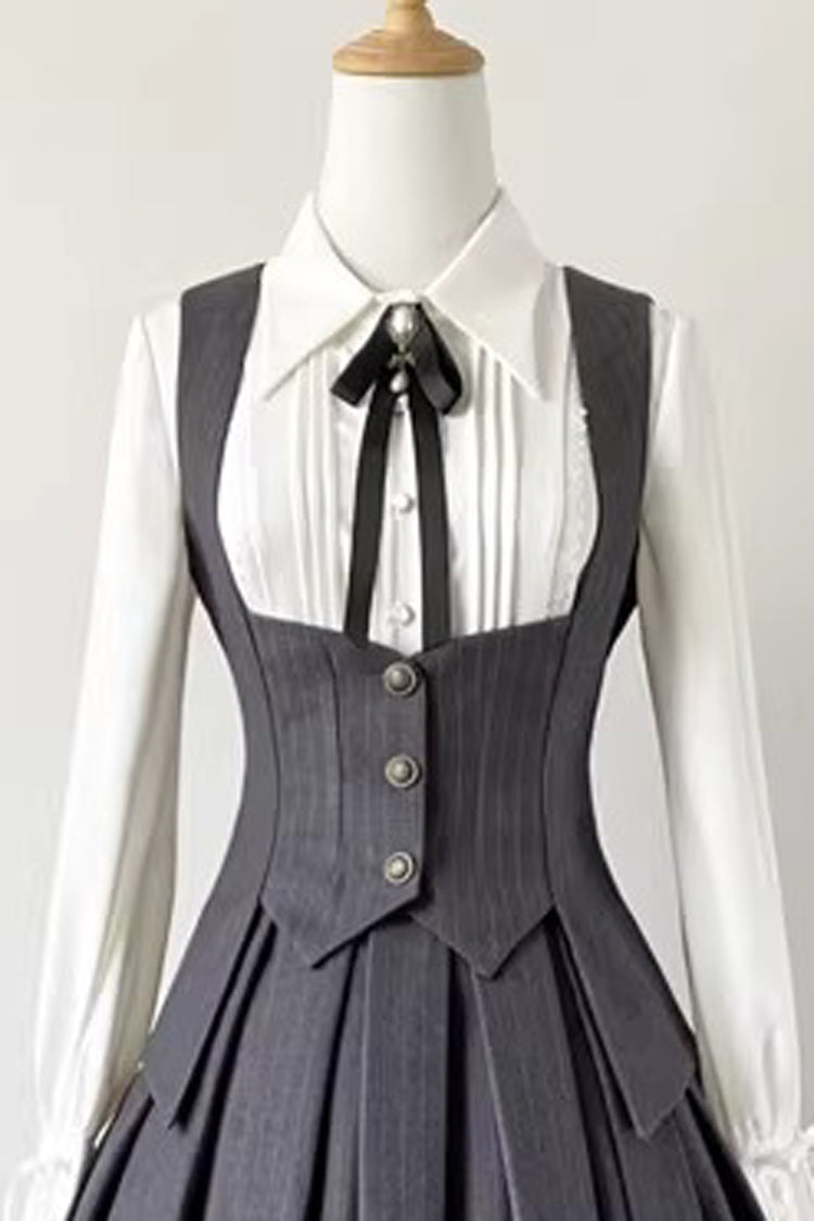 Alternative Fashion Vest - Griffin’s Pact, Gray, Striped, Ruffled, Printed - S Vest / M Vest / L Vest option
