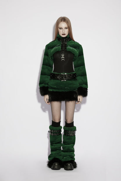 Alternative Outfit Belt - Faux Fur With Belt, Green, Women's Style, Punk Style, Lace Trim - additional product view 2