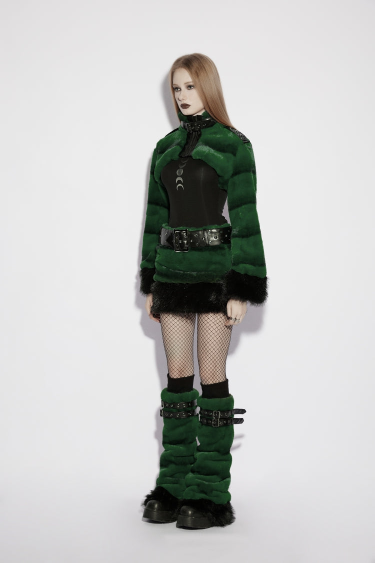 Alternative Outfit Belt - Faux Fur With Belt, Green, Women's Style, Punk Style, Lace Trim - additional product view 3