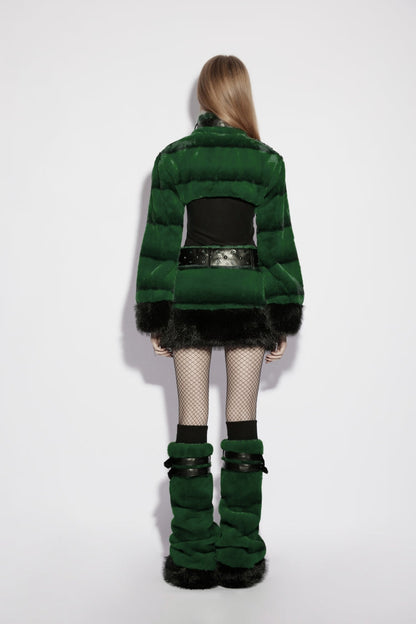 Alternative Outfit Belt - Faux Fur With Belt, Green, Women's Style, Punk Style, Lace Trim - additional product view 4