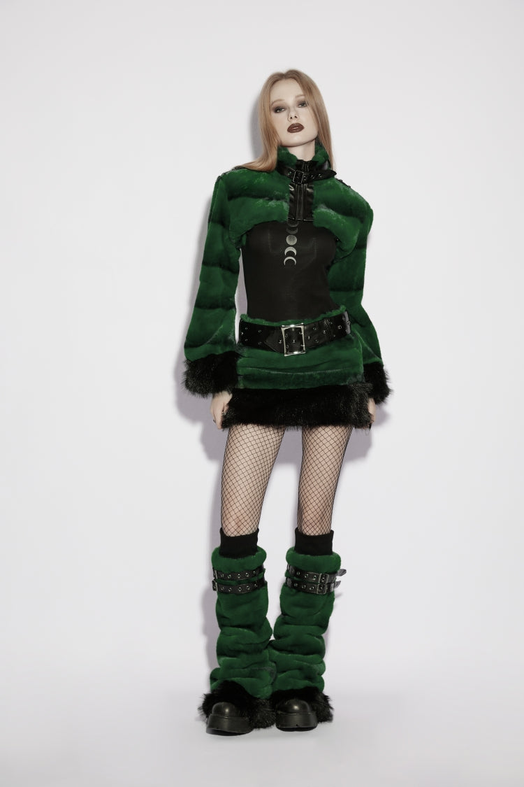 Alternative Outfit Belt - Faux Fur With Belt, Green, Women's Style, Punk Style, Lace Trim - additional product view 5