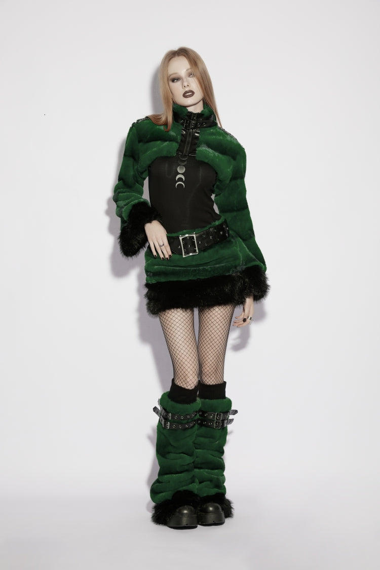 Alternative Outfit Belt - Faux Fur With Belt, Green, Women's Style, Punk Style, Lace Trim - additional product view 7