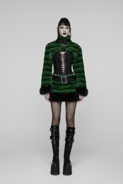 Alternative Outfit Belt - Faux Fur With Belt, Green, Women's Style, Punk Style, Lace Trim - additional product view 9