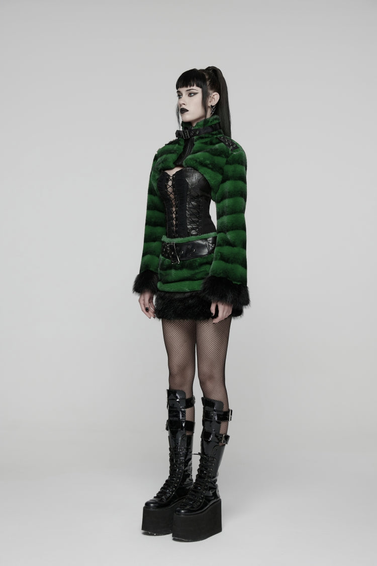 Alternative Outfit Belt - Faux Fur With Belt, Green, Women's Style, Punk Style, Lace Trim - additional product view 10