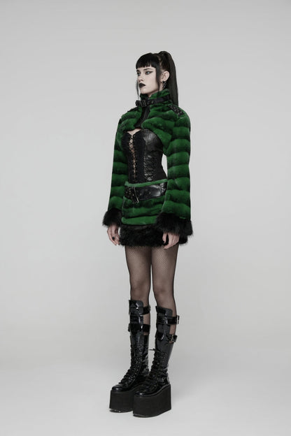 Alternative Outfit Belt - Faux Fur With Belt, Green, Women's Style, Punk Style, Lace Trim - additional product view 10