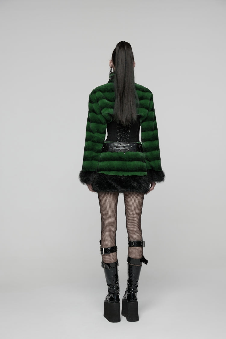 Alternative Outfit Belt - Faux Fur With Belt, Green, Women's Style, Punk Style, Lace Trim - additional product view 11