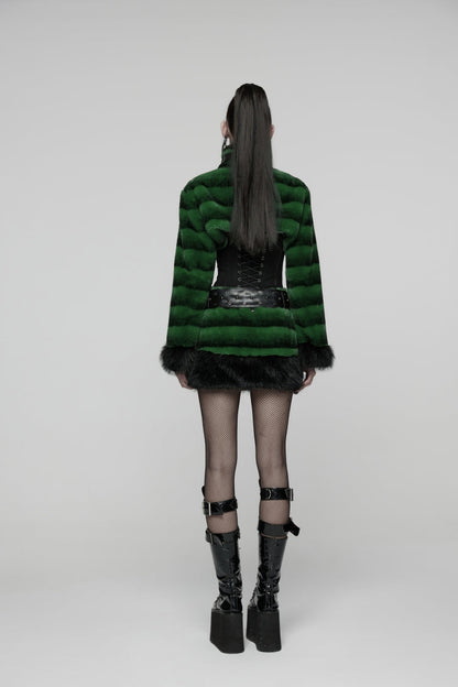 Alternative Outfit Belt - Faux Fur With Belt, Green, Women's Style, Punk Style, Lace Trim - additional product view 11