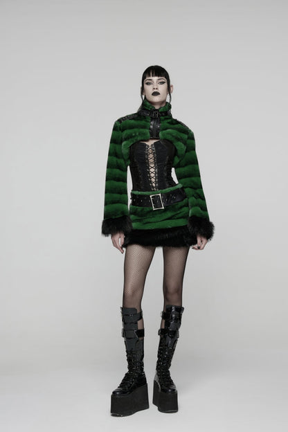 Alternative Outfit Belt - Faux Fur With Belt, Green, Women's Style, Punk Style, Lace Trim - additional product view 12