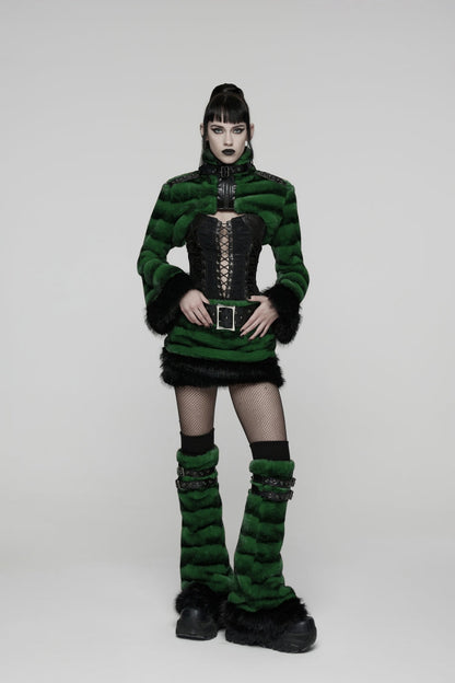 Alternative Outfit Belt - Faux Fur With Belt, Green, Women's Style, Punk Style, Lace Trim - additional product view 13