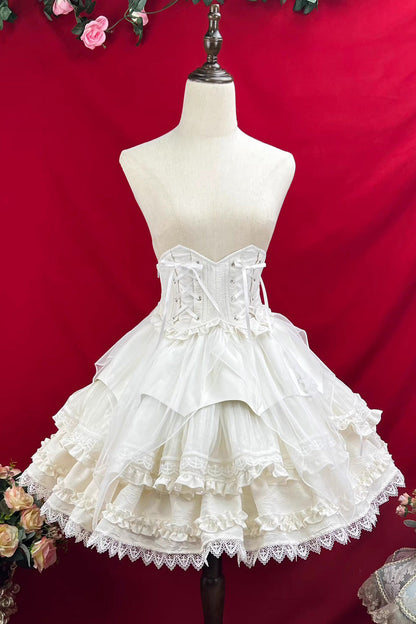 Alternative Waist Corset - The Angel Of Good And Evil, White, Layered, Sweet Style - additional product view 3