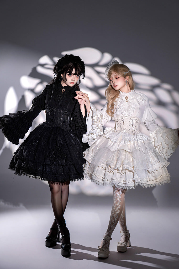 Alternative Waist Corset - The Angel Of Good And Evil, White, Layered, Sweet Style - additional product view 4