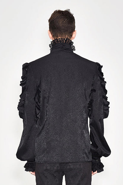 Black Vampire Ruffled Sleeves Mens Gothic Blouse