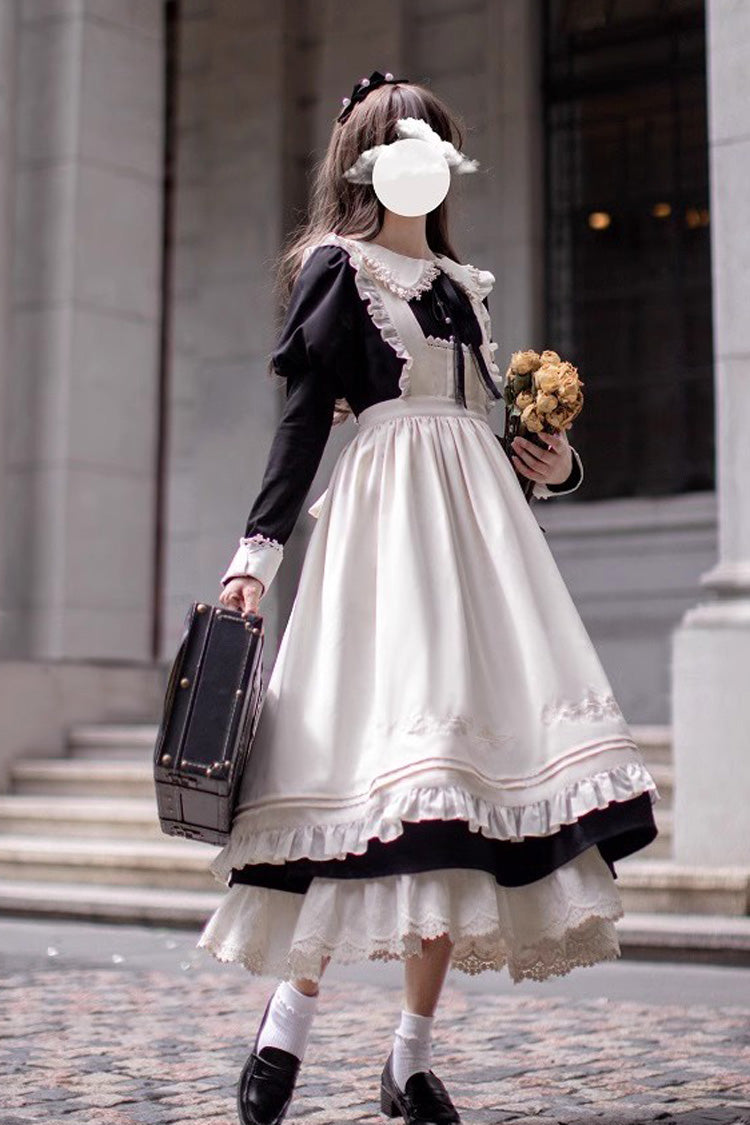 Black [Angelina] Doll Collar Long Sleeves Ruffle Bowknot Classic Vintage Elegant Lolita Dress
