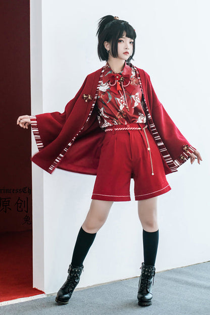 Red Original Lily Rabbit Ouji Lolita Shorts