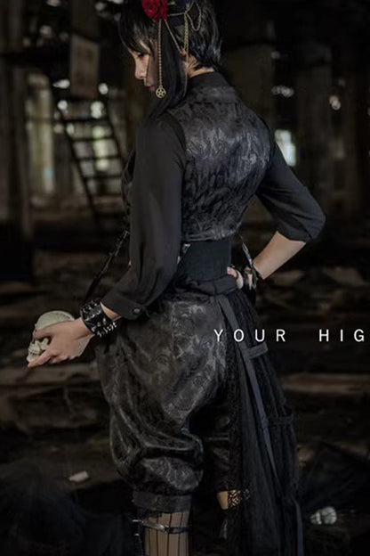 Black Spider Web Diamond Lace Gothic Ouji Lolita Clothing