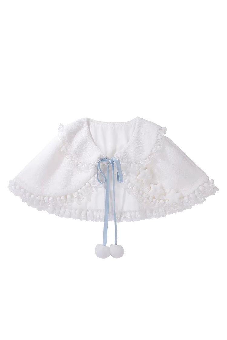 Blue [Cloud Dreamland] Cut-Out Embroidered Bow Lace Asymmetric Sweet Elegant Lolita Jsk Dress Set