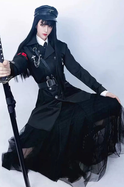 Black [The Judge] Long Sleeves Gothic Military Handsome Ouji Lolita Coat
