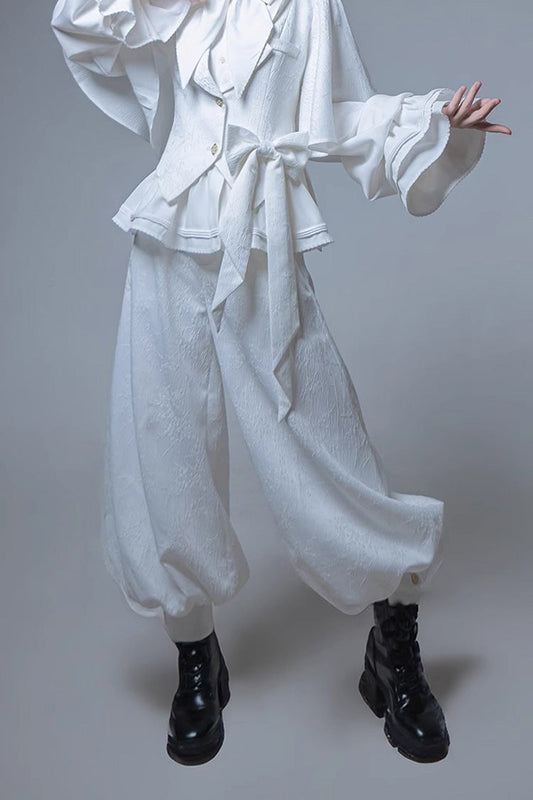 White Rabbit Hunting White Moonlight Edition Vintage Ouji Fashion Lolita Trousers