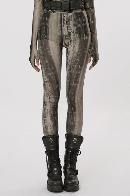 Slim Mesh Tie-dyed Women's Steampunk Leggings 2 Colors