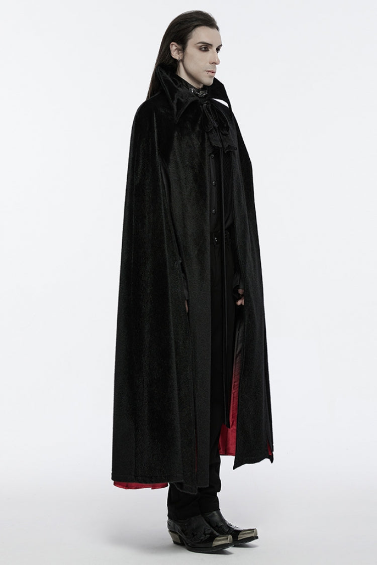 Black/Red Men's Strap Bat Gothic Coat Cloak
