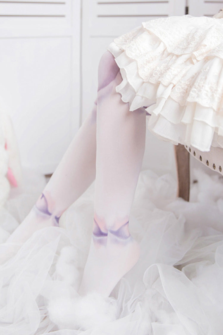 White Print Doll Sphere Patch Lolita Tights