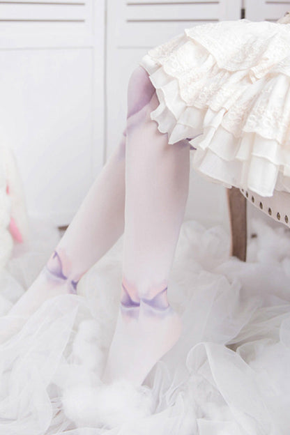 White Print Doll Sphere Patch Lolita Tights