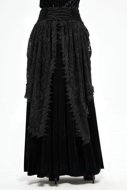 Black Velvet Cardigan Mid Waist Gothic Skirt