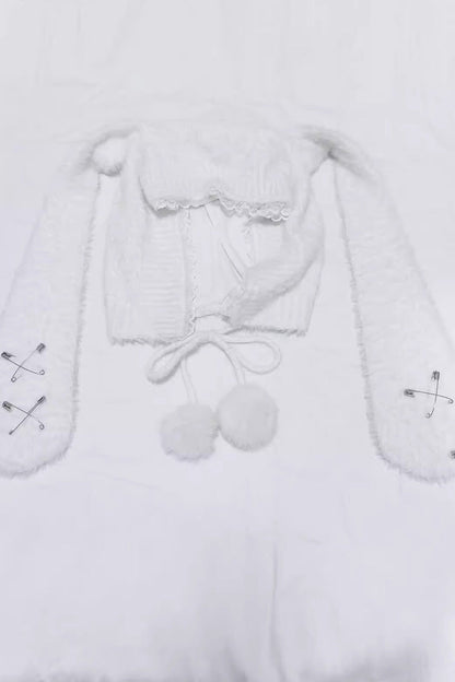[Lop-eared Rabbit] Long Rabbit Ears Jirai Kei Lolita Knitted Hat