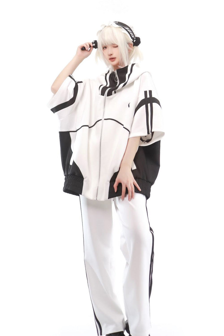 Black/White [Star Waves] Half Sleeves Jirai Kei Coat