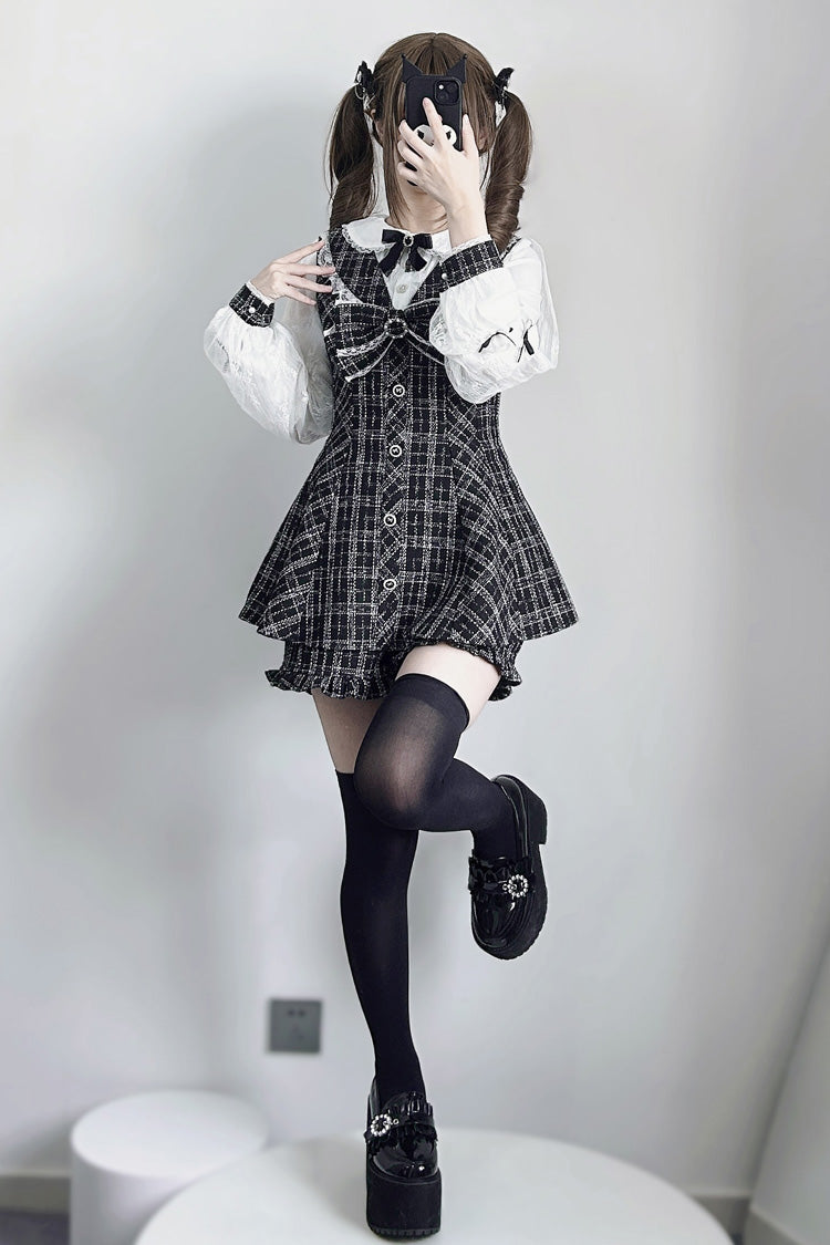 Black/White [Love Sonata] Long Sleeves Ruffle Bowknot Lace Jirai Kei Japanese Dress Set