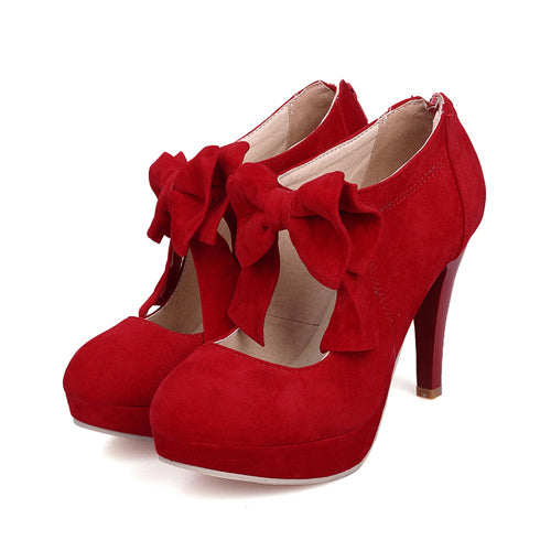 Elegant Pure Color Bowknot Round-toe Sweet Lolita High Heel Shoes
