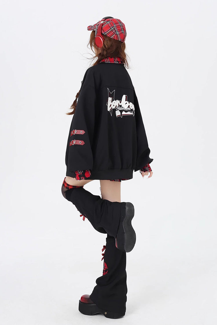 Long Sleeves Embroidery Stitching Gothic Japanese Jirai Kei Coat 2 Colors