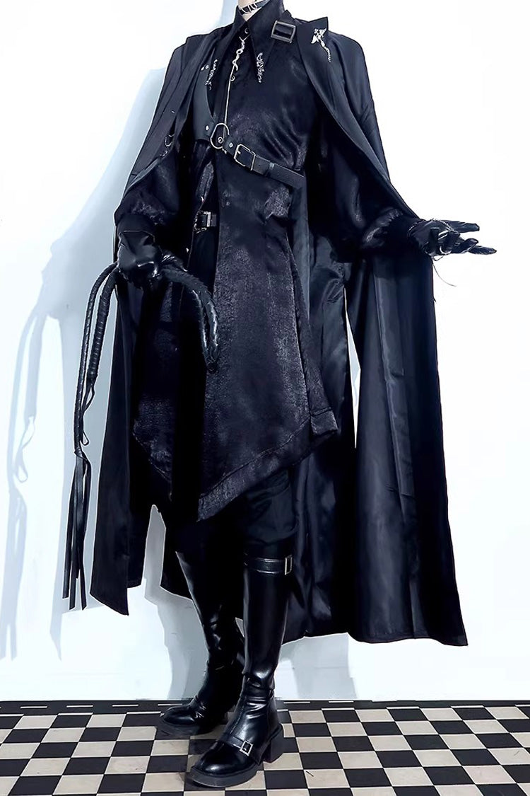 Black [Night Sentinel] Long Sleeves Ouji Gothic Lolita Long Trench Coat