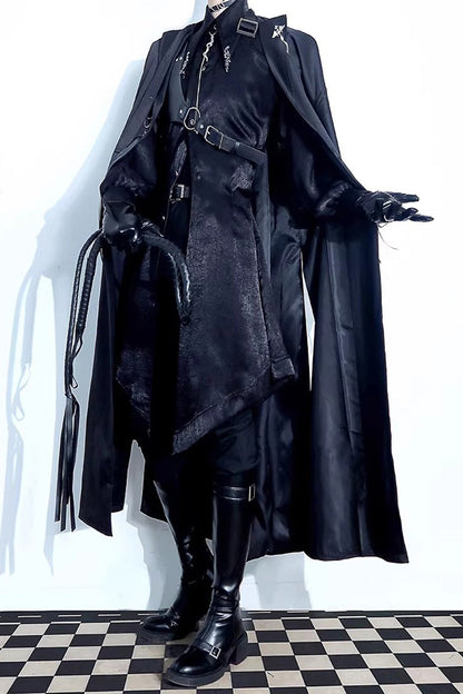 Black [Night Sentinel] Long Sleeves Ouji Gothic Lolita Long Trench Coat