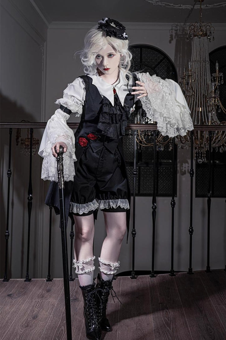 Black [Night Rose] Sleeveless Ouji Prince Handsome Lolita Vest