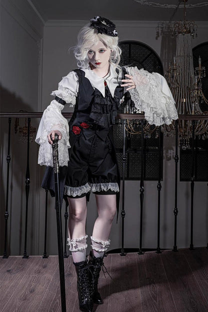 Black [Night Rose] Sleeveless Ouji Prince Handsome Lolita Vest